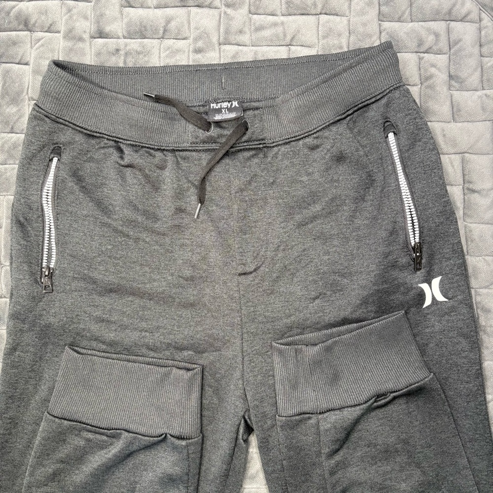 Hurley Kids Charcoal Joggers with Zipper Pockets- Size XL Youth